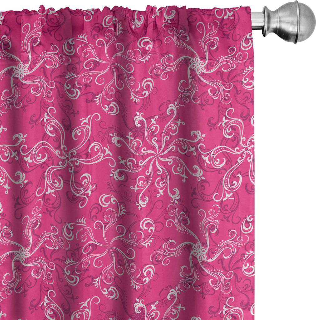ABAKUHAUS Hot Pink Vorhänge, Gardinen, Blumengesteck-Muster auf Pink-Hintergrund Frühling Flourish Bloom, 2 Stück 75 x 245 cm, Pink Weiß Lila