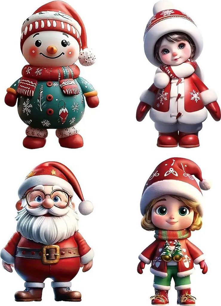 2D-Acryl-Weihnachtsanhänger, flacher Cartoon-Schneemann, Weihnachtsmann-Auto-Rückspiegel-Charm, für Weihnachtsbaum, Rucksackdekoration, Autoinne...