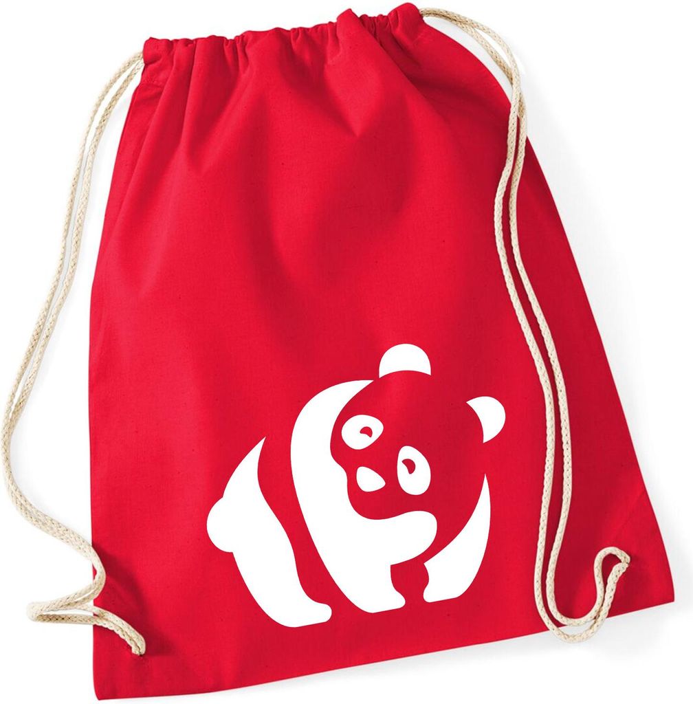 Huuraa Turnbeutel Panda Silhouette 12 Liter Classic Red Baumwolle Rucksack Geschenkidee