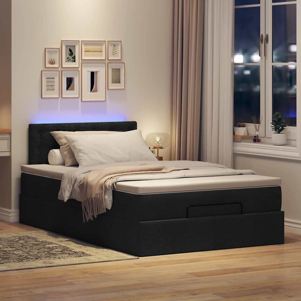 Maison Exclusive - Ottomane Bett mit Matratze & LEDs Schwarz 120x190 cm Stoff