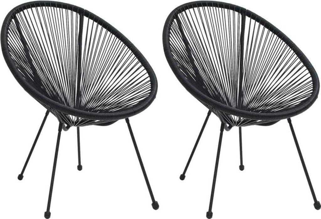 The Living Store Moon-Gartenstühle 2 Stk. Rattan Schwarz