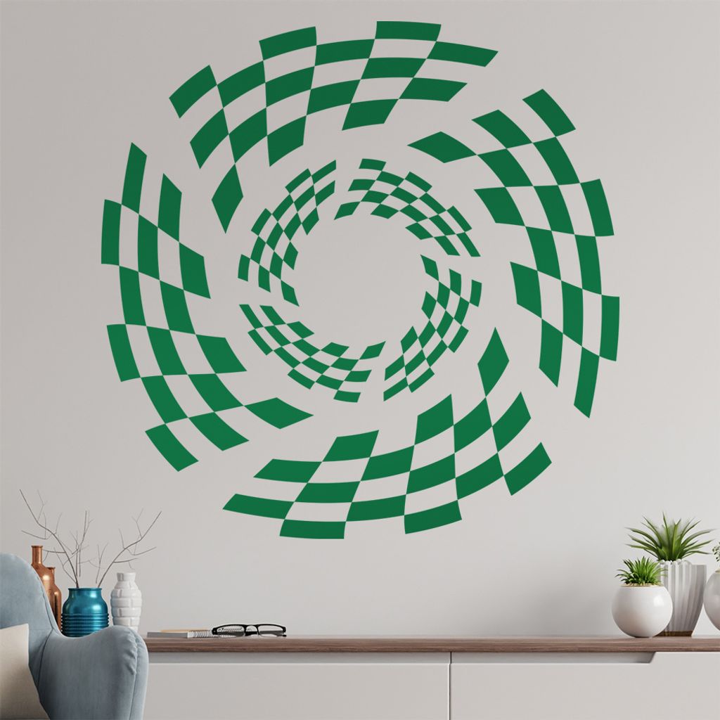 Karo Muster Wirbel Wandtattoo in 6 Größen - Wandaufkleber Wall Sticker - Dekoration, Küche, Wohnzimmer, Schlafzimmer, Badezimmer