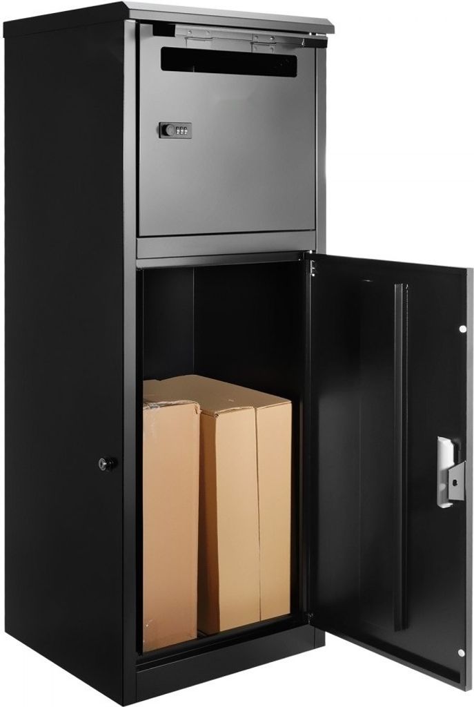 XXL Paketbriefkasten 41,2x40,1x110,5cm - Stahl Paketbox - Passwortschloss Druckschloss - 50kg - Briefkasten Postbox - Paletkasten