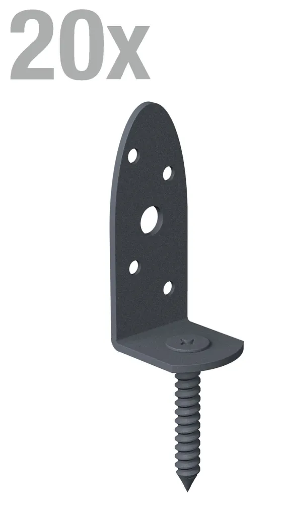 Support de clôture anti-rouille Alberts Ovado gris graphite en L - 20pcs - 2