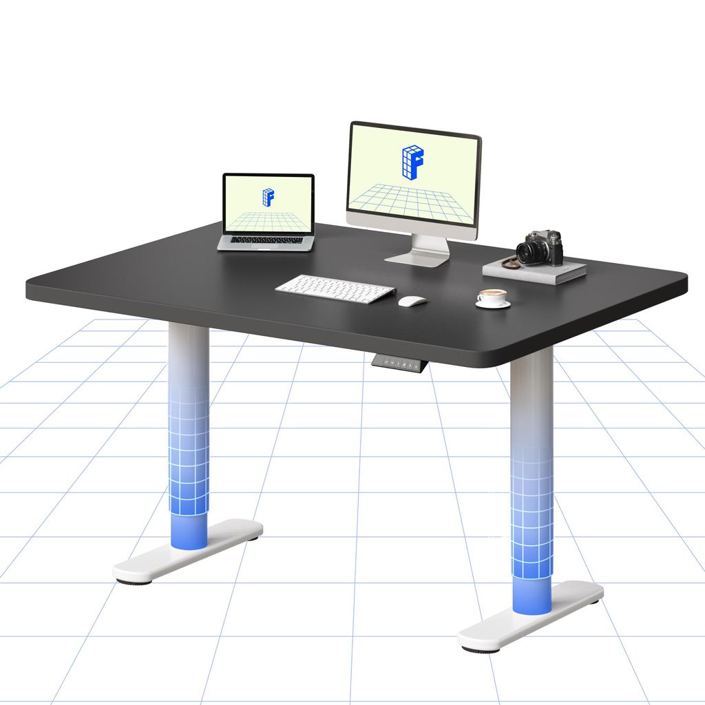 FLEXISPOT CylineX Höhenverstellbarer Schreibtisch 120x80cm mit eleganten abgerundeten Tischbeinen 25mm einteiliger Tischplatte 80 kg Tragkraft Sch...