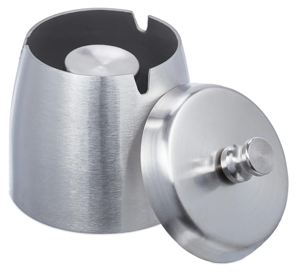 Cendrier de jardin avec couvercle anti-odeur - Lot de 2 en métal gris