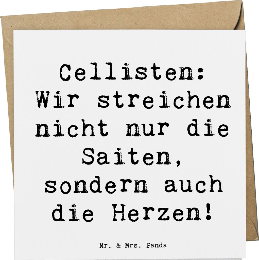 Mr. & Mrs. Panda Klappkarte Spruch Cello Herz - Weiß - Geschenk, Grußkarte, anlasskarte, Solo, Musik, Orchester, Musiker, faltkarte, Instrument, ...