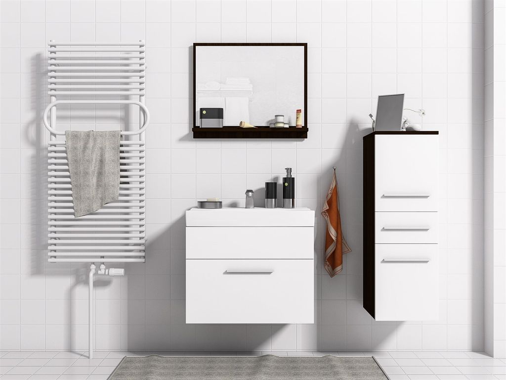 Badmöbel Set 4-Tlg Wenge / Weiss matt LUCY S inkl.Waschtisch