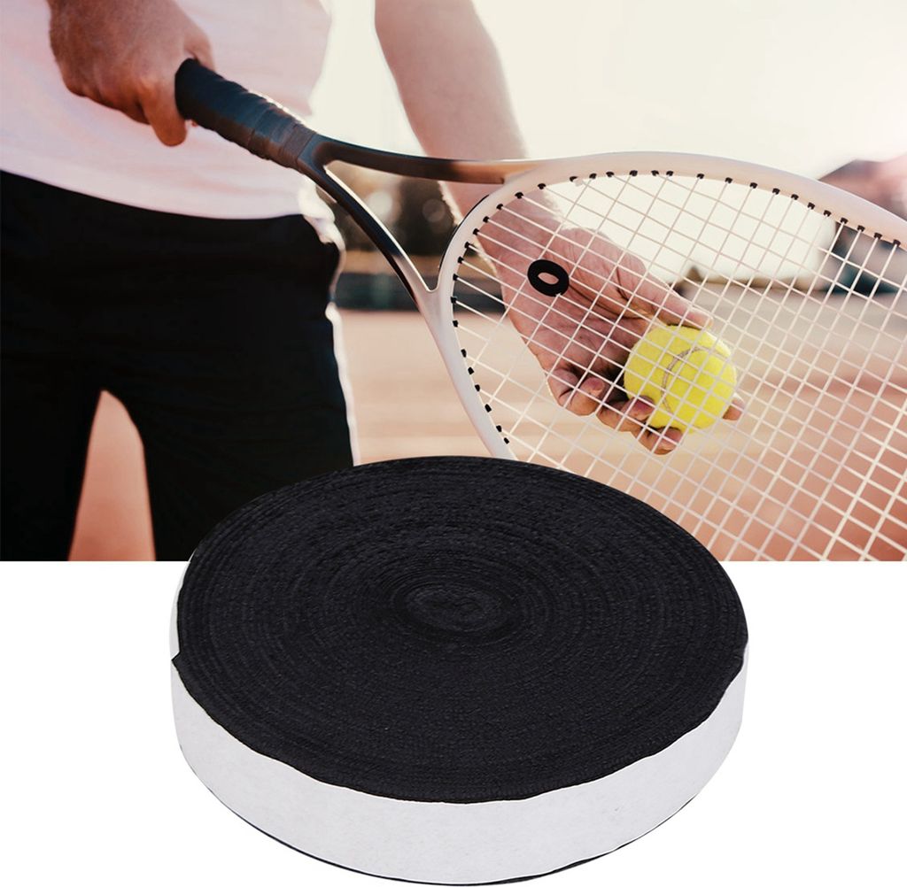 10 m Anti-Rutsch-Schweißband aus Polyester für Badmintonschläger – Atmungsaktiv und weich, schwarz
