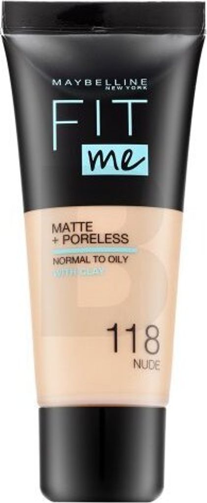 Maybelline Fit Me! Foundation Matte + Poreless Flüssiges Make Up mit mattierender Wirkung 118 Nude 30 ml