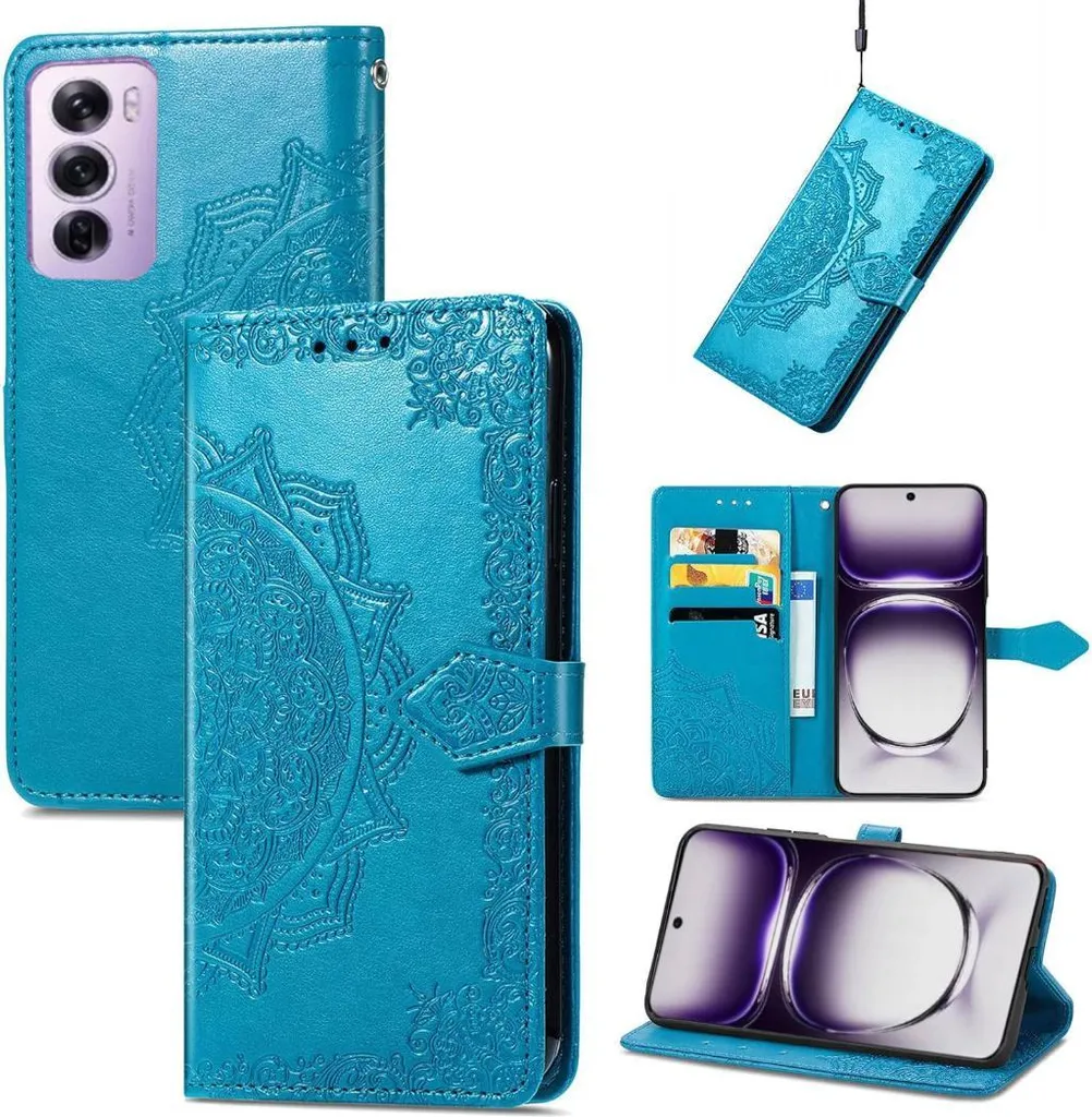 Custodia Professionale Oppo Reno 12 Blu Mandala | Elegante Mezzo Book