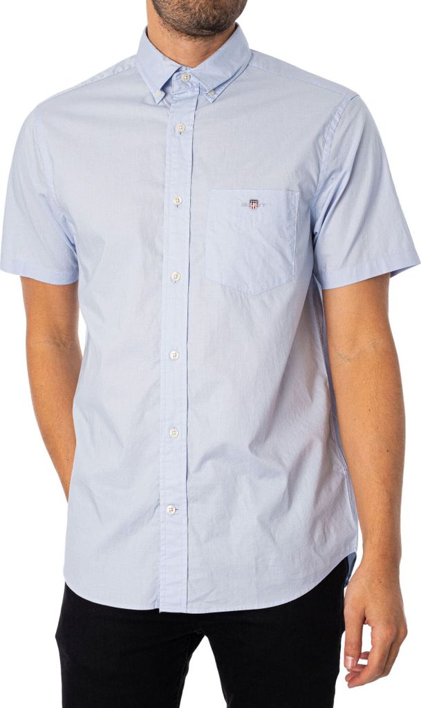 GANT Normales, kurzärmliges Popeline-Hemd, Blau L