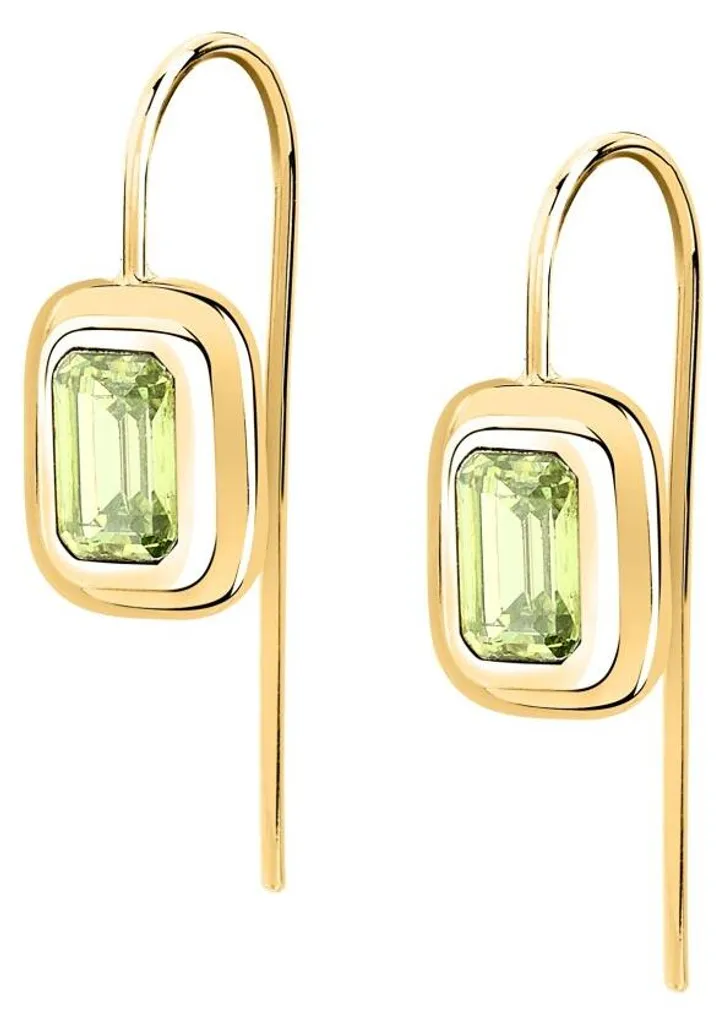 Boucles d'oreilles plaqué or anti-allergie avec zircon vert de qualité
