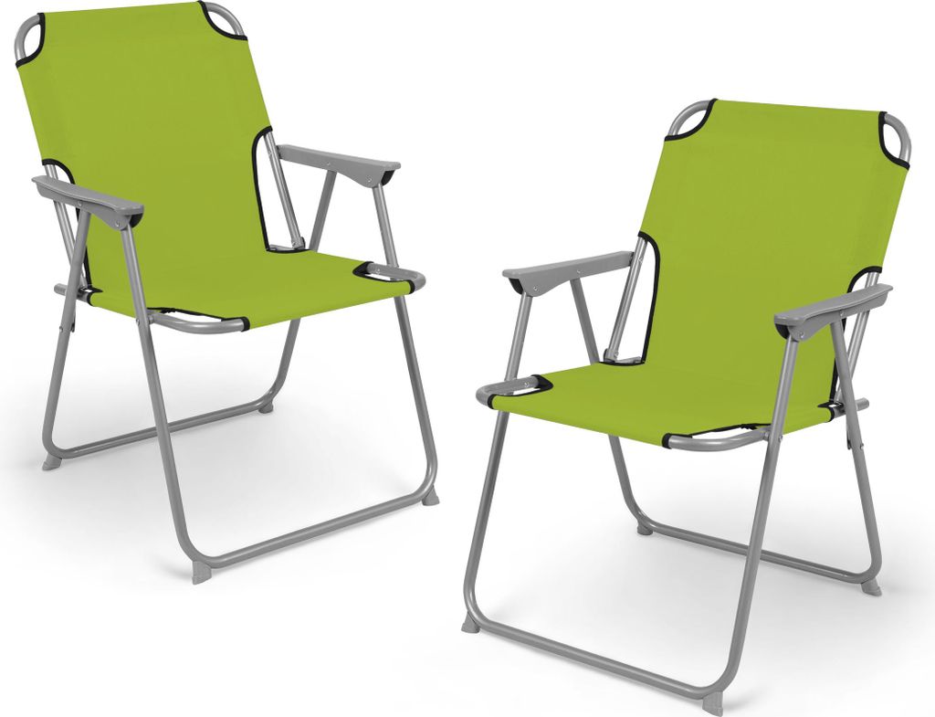 Camping Sessel Oxford im 2er Set - 75 x 52 x 47 cm - Klappstuhl in lime-grün (2 Stück)