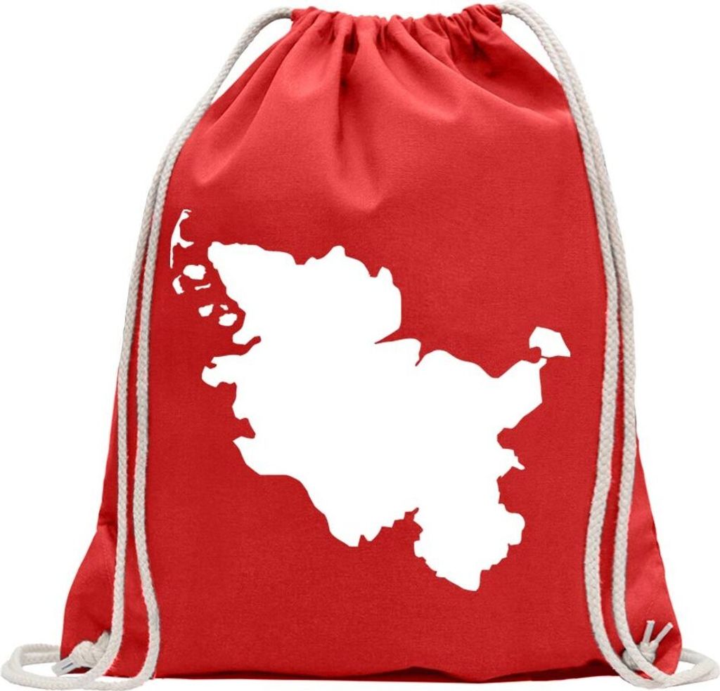Kiwistar - Turnbeutel - rot - Schleswig - Holstein Deutschland Silhouette - Fun Rucksack Sport Beutel Gymsack Baumwolle mit Ziehgurt