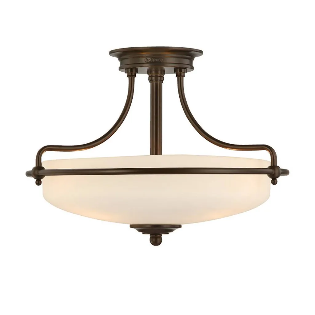 Plafonnier Bronze Métal Verre 42,2 cm - Éclairage Douceur Anti-Éclat