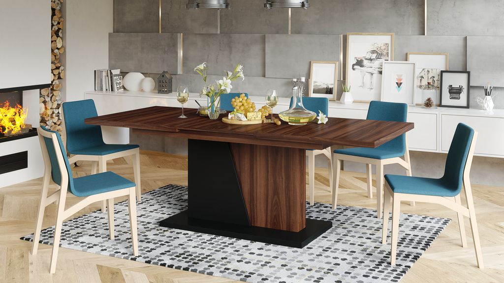 Design Esstisch Tisch Noble Noir ausziehbar 160 bis 218 cm