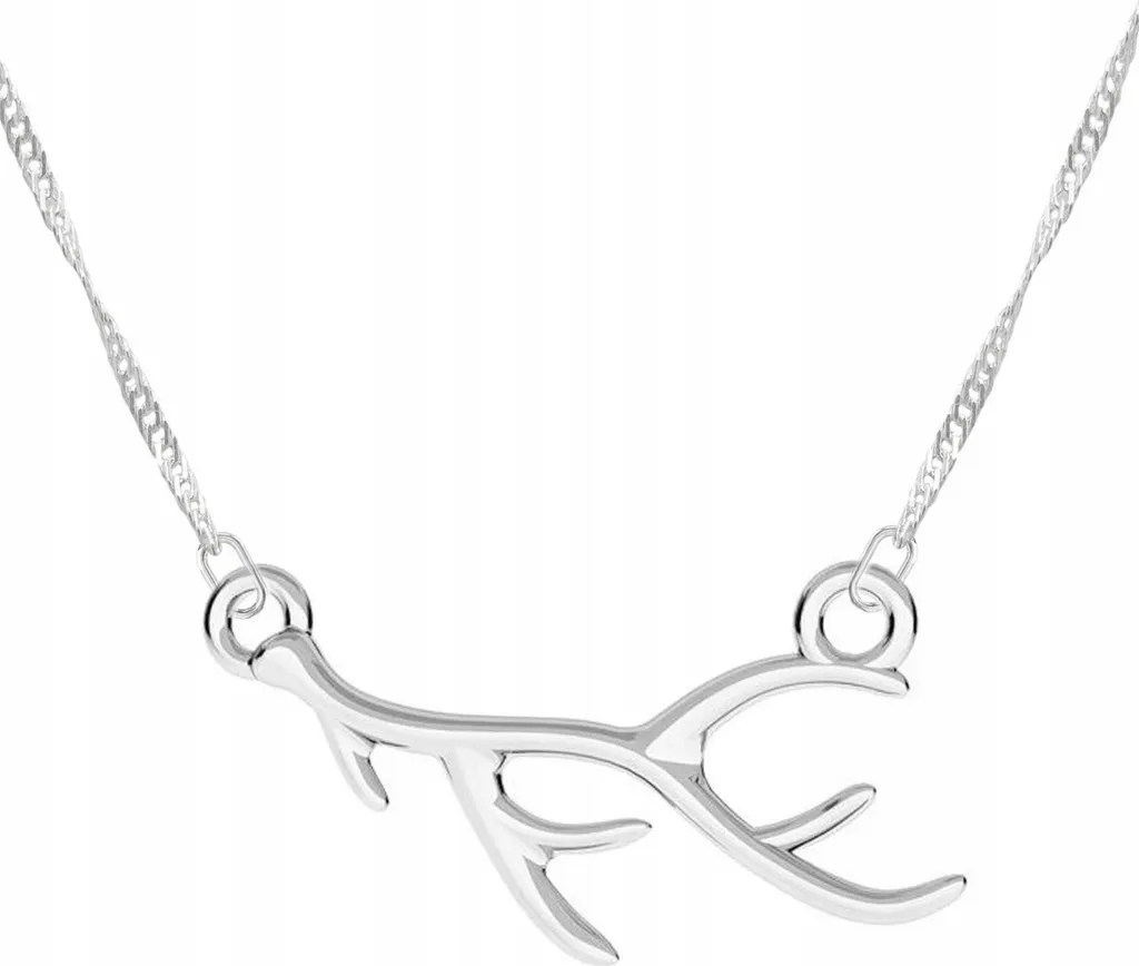 Collana in argento con corna di cervo, argento 925, 52 cm