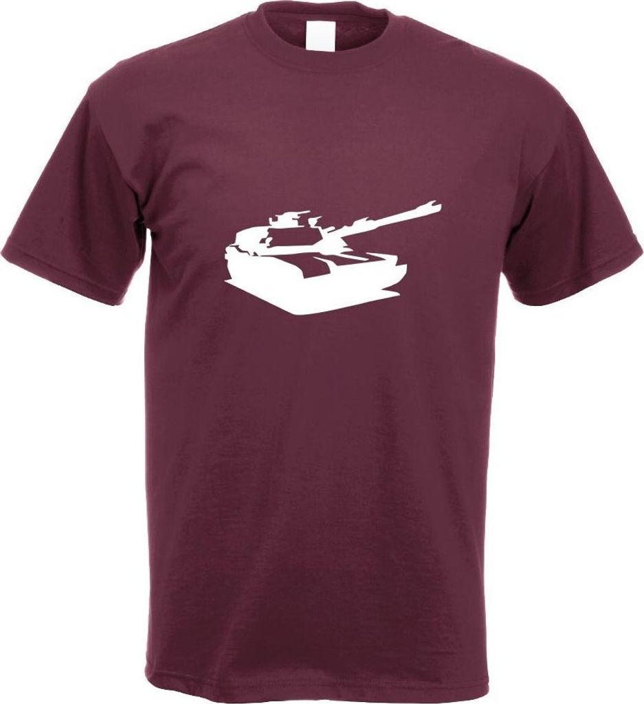 Kiwistar - T-Shirt - Burgund - Panzer Motiv Bedruckt Funshirt Design Print - mit Motiv Bedruckt - Funshirt Design - Sport - Freizeit - Herren - XXL