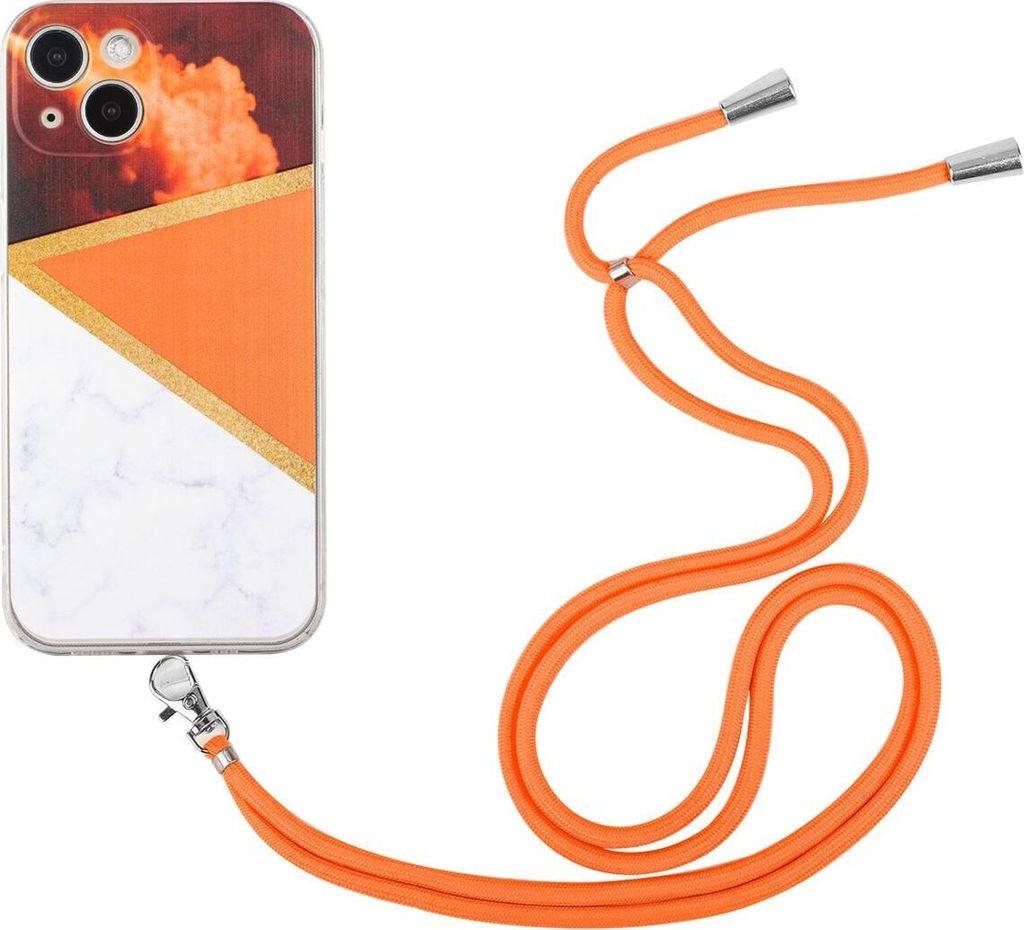 König Design Hülle kompatibel mit Apple iPhone 13 Kunststoff Handykette Cover - Case Handyhülle Orange