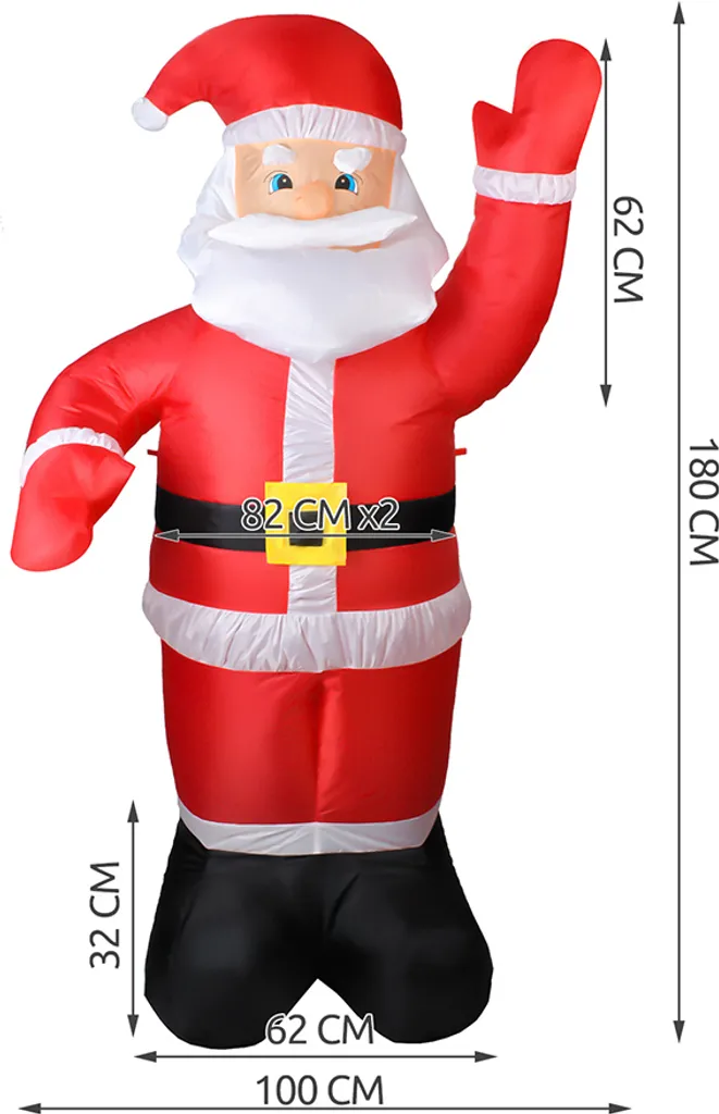 Père Noël Gonflable XXL avec Éclairage LED Interne pour Jardin 22625