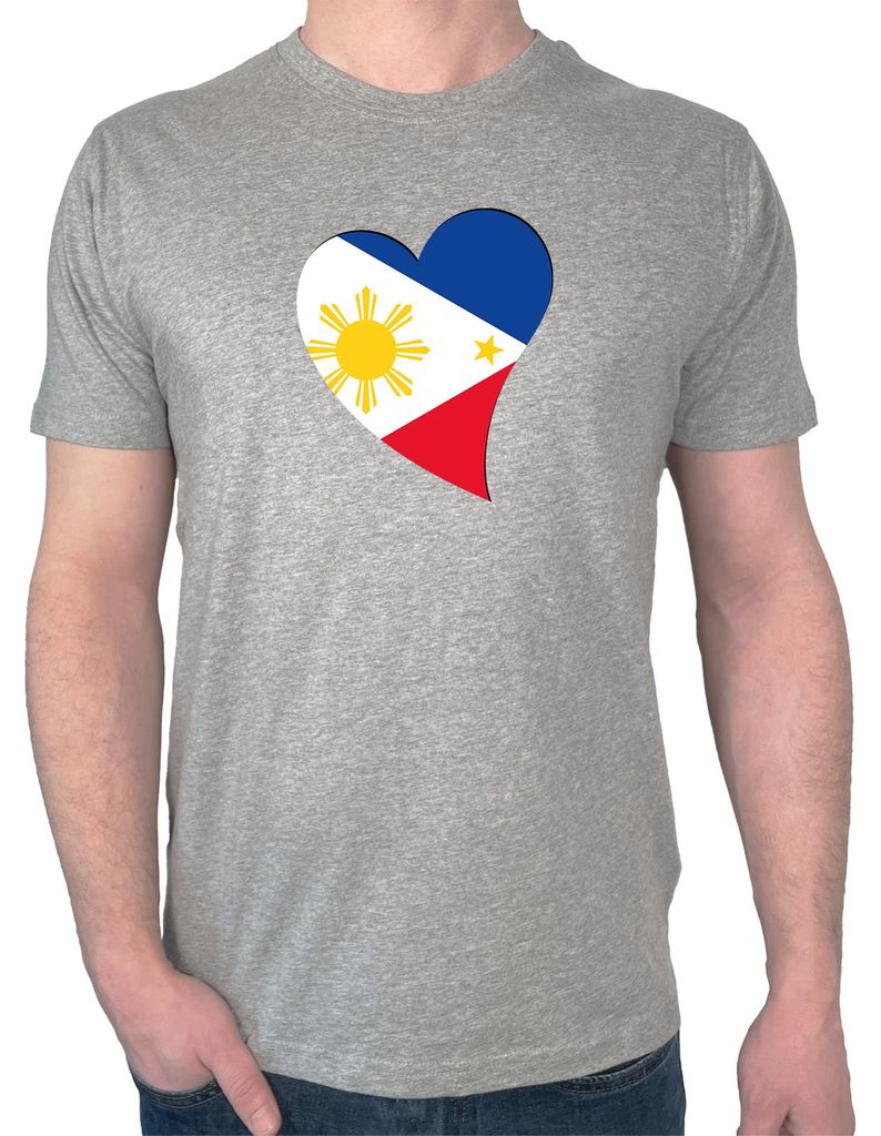 Huuraa Herren T-Shirt Philippinen Flagge Herz S Sport Grey Bio Baumwolle Fairtrade Herrenshirt Geschenkidee