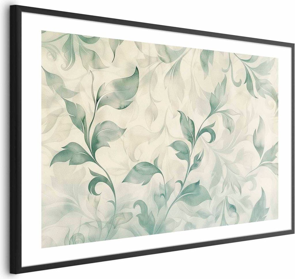 Posterpapier Poster - Watercolor Green-Beige Leaves 60x40 cm Blätter f-H-10016-ao-a