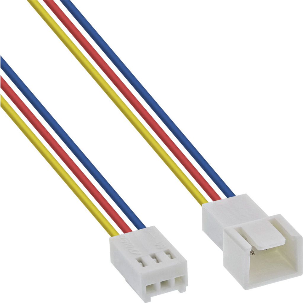InLine Lüfterkabel Verlängerung, 3pol Molex Stecker/Buchse, Tachosignal, 0,6m