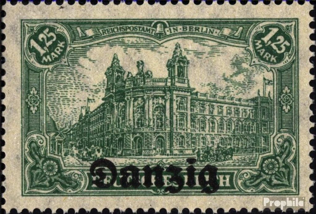 Briefmarken Danzig 1920 Mi 9a mit Falz Germania-Aufdruck
