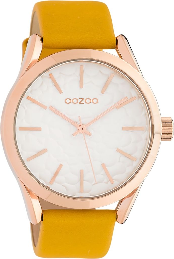 Oozoo Armbanduhr gelb Leder Timepieces Damen Analog-Quarzuhr UOC10463