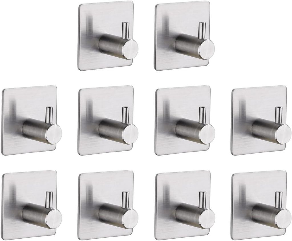 TECBULL® 10 massive Edelstahl Klebehaken - Gebürstet, Produktbild 