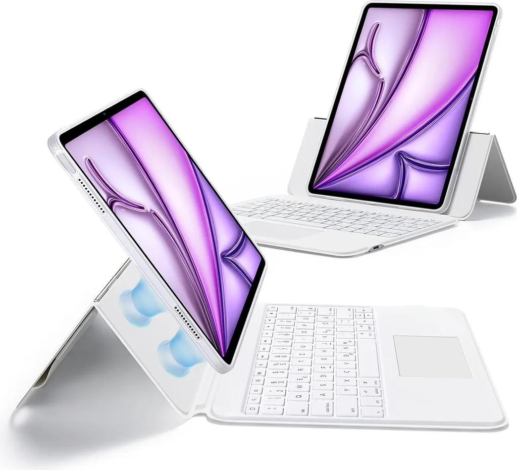 Housse avec Clavier QWERTZ blanc ESR Ascend pour iPad Air 13 - Trackpad