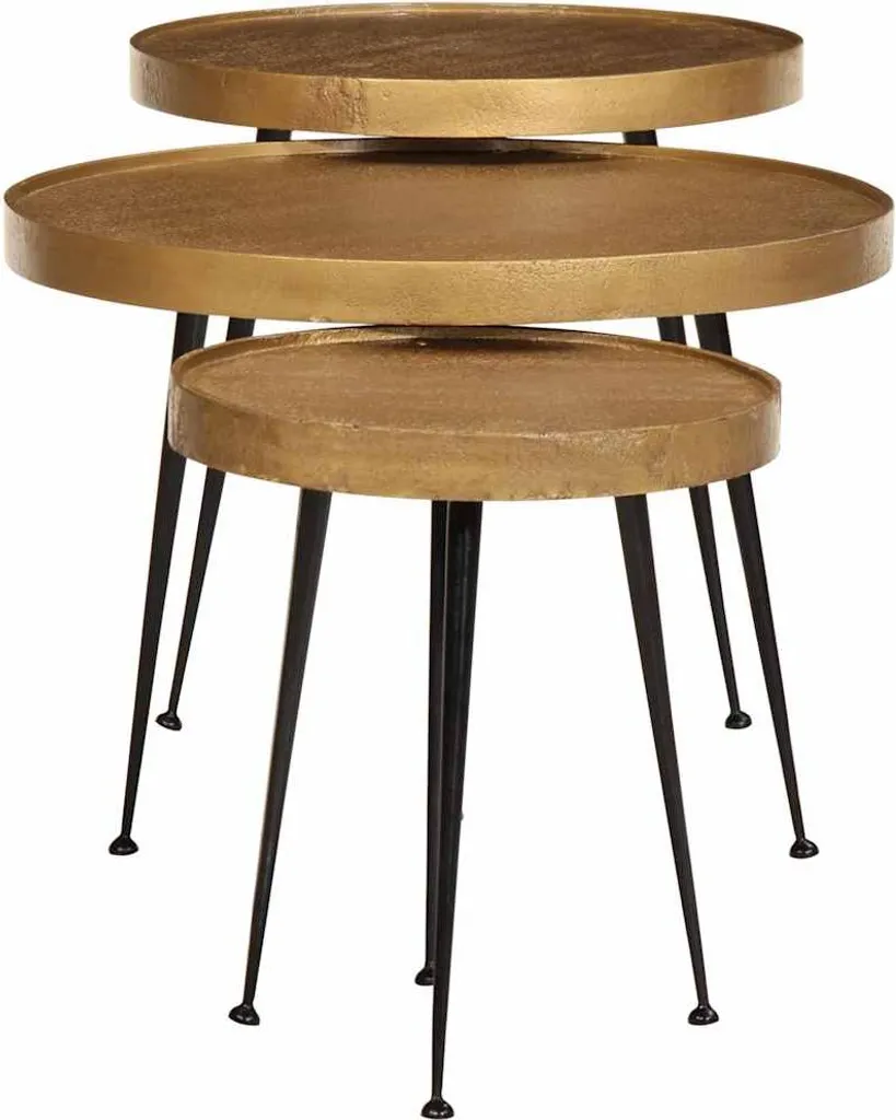 vidaXL Tavolini Incastrabili Oro - Set 3 Pezzi Design Nordico Moderno