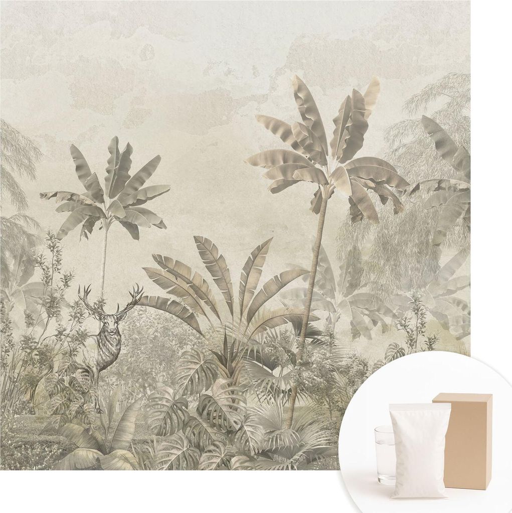 Fototapete - Wandbilder für Wohnzimmer - 250x250 cm - Dekorative Wandfolie - Modernes Design für Wanddekoration - Tapeten für Innenräume - Trop...