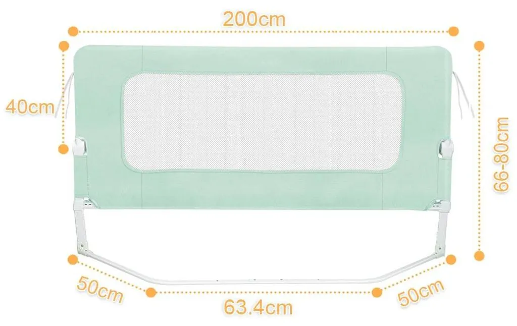 Protection de lit enfant pliable 200cm réglable en hauteur menthe