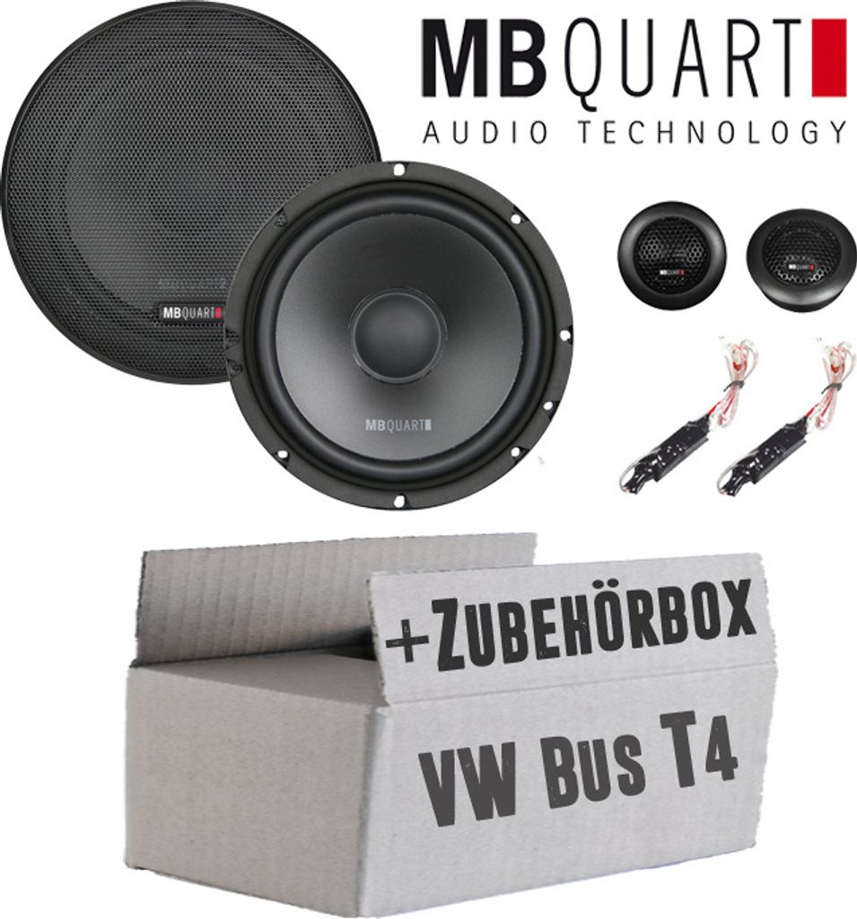 Lautsprecher Boxen MB Quart QS165 - 16,5cm Kompo Auto Einbauzuebehör - Einbauset passend für VW Bus T4 Front Facelift - justSOUND