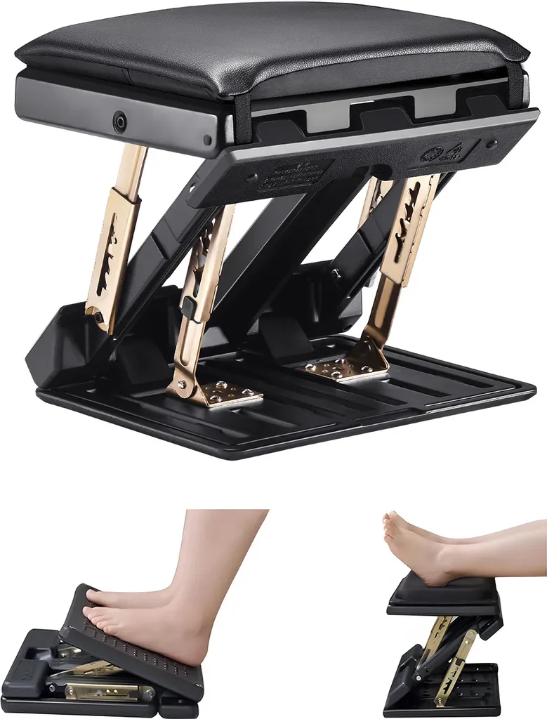 Repose-pieds pliable noir réglable avec surface de massage | Modèle Zen