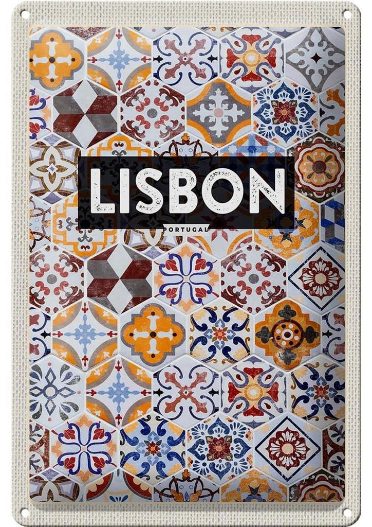 Blechschild Reise 20x30cm Lisbon Portugal Mosaik Kunst Produktbild 