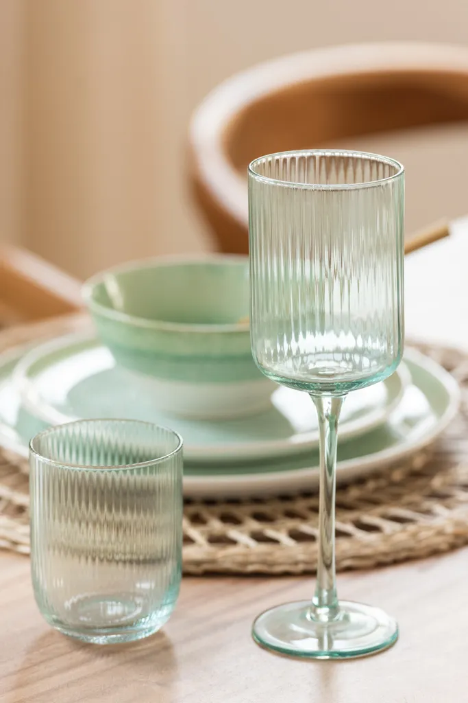 Verre à eau bicolore vert Kyle par J-Line - Set de 6 verres de table chic - 2