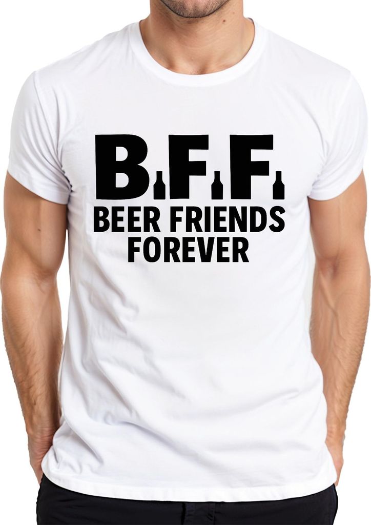 BFF Bier Freunde Für Immer Party Geschenk JGA Kneipe Vatertag Herren T-Shirt, Weiß, S