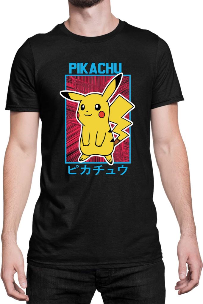 Herren T-Shirt Japan Manga Anime Comics Pokemon 034, Man 3XL / Schwarz