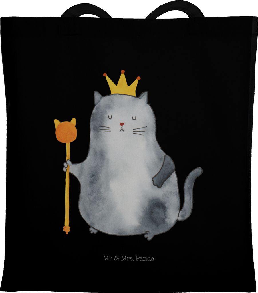 Mr. & Mrs. Panda Tote Bag Katze König - Schwarz - Geschenk, Shopping Tasche, Katzen, Wohnung, Krone, dokumententasche, Schultasche, Uni, Königlic...