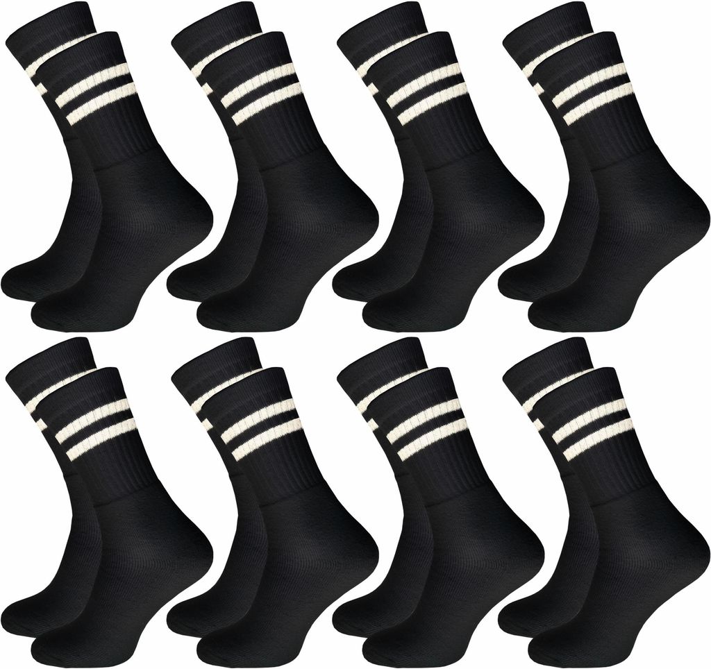 Gawilo Tennissocken mit optimalem Preis-/Leistungsverhältnis | Sportsocken mit Frotteesohle | Herren (8 Paar), Schwarz / 43 - 46