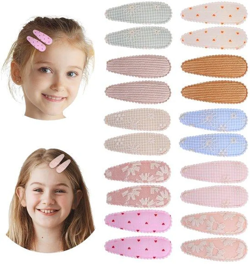 Accessoires cheveux bébé : lot de 20 barrettes clic-clac sans couture