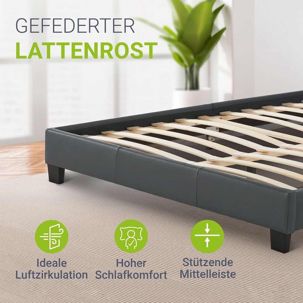 Juskys Polsterbett Paris 180 x 200 cm Kunstleder mit LED & Produktbild 7