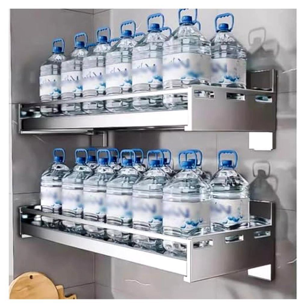 Edelstahl-Mikrowellenregal zur Wandmontage, 60 cm, Metall-Aufbewahrungsregal und Gewürzhalter für die Küchenorganisation