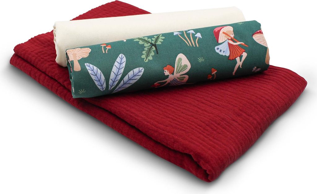 Stoffpaket 3er Set – 2x Baumwollstoff + 1x Musselin Double Gauze je 0,5 m – Nähstoff Meterware für Kinder Junge & Mädchen - Set38