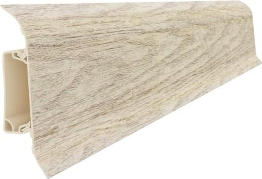 VILO IZZI PVC Sockelleiste 250 cm (55x20 mm) – 1 Stück – Wasserfeste Fußleiste mit Kabelkanal & flexiblen Kanten – Helle Eiche Skandinavisc...