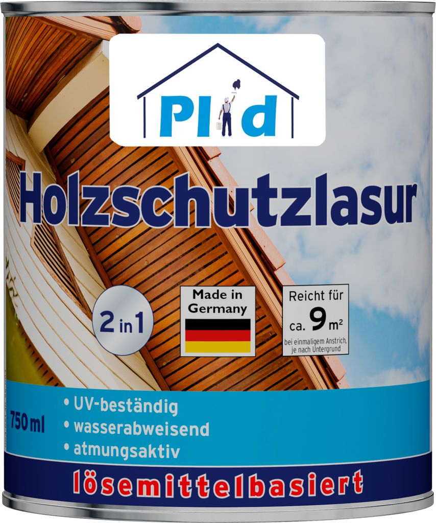Plid Holzschutzlasur 0,75L Nussbaum für ca. 8m² – Schutz & Versiegelung für Holzmöbel, Zäune, Türen & Gartenholz / Holzlasur Holzschutz