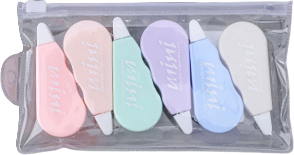 6pcs/Set Korrekturband Soft Grip Glattbetrieb Kunststoff Creme Farbe Kleber Roller School Supplies-C